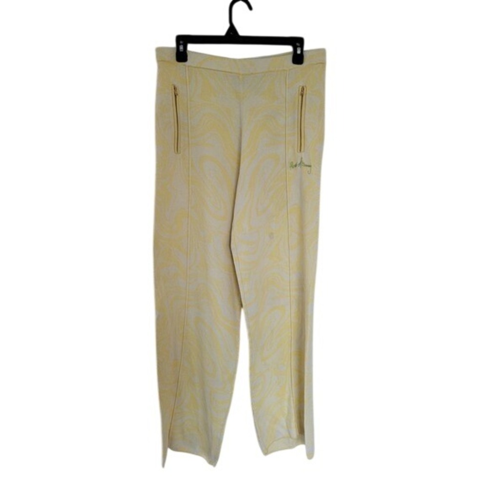 House of Sunny Knit Lounge Pants 10 Swirl Print Yellow Wide‎ Leg Full Length #P